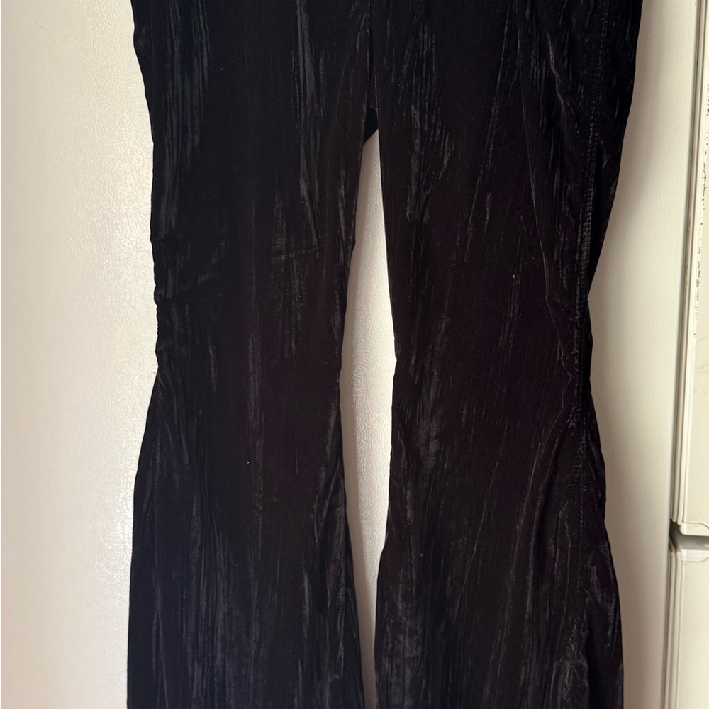 Wrangler Black Crushed Velvet Flare Pants